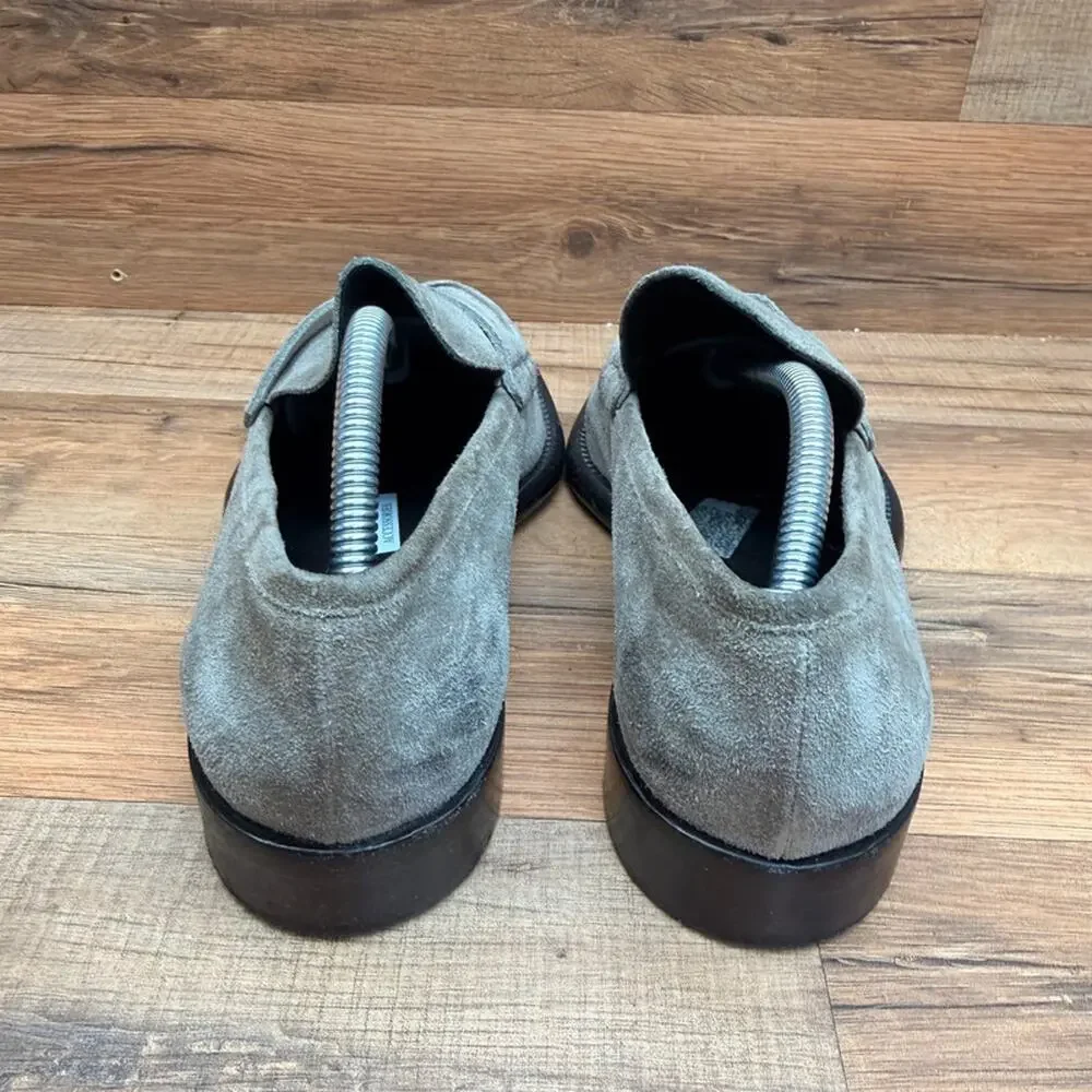 Alumnae Women's 7.5 Eu37.5 Loafers Shoes Suede Olive Green Made In Italy